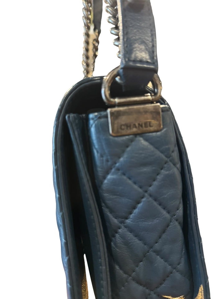 Chanel Boy Medium Shoulder Bag - Blue Calfskin