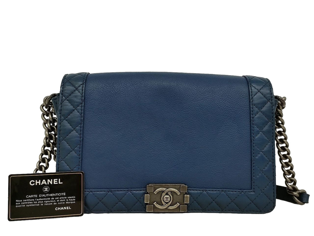 Chanel Boy Medium Shoulder Bag - Blue Calfskin