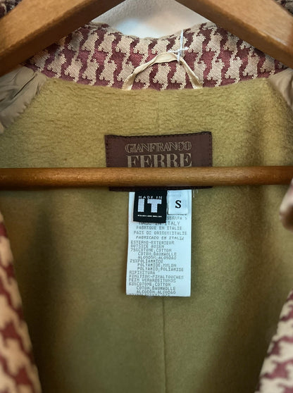 GIANFRANCO FERRÉ VINTAGE PECOAT - vintage houndstooth, leather accents