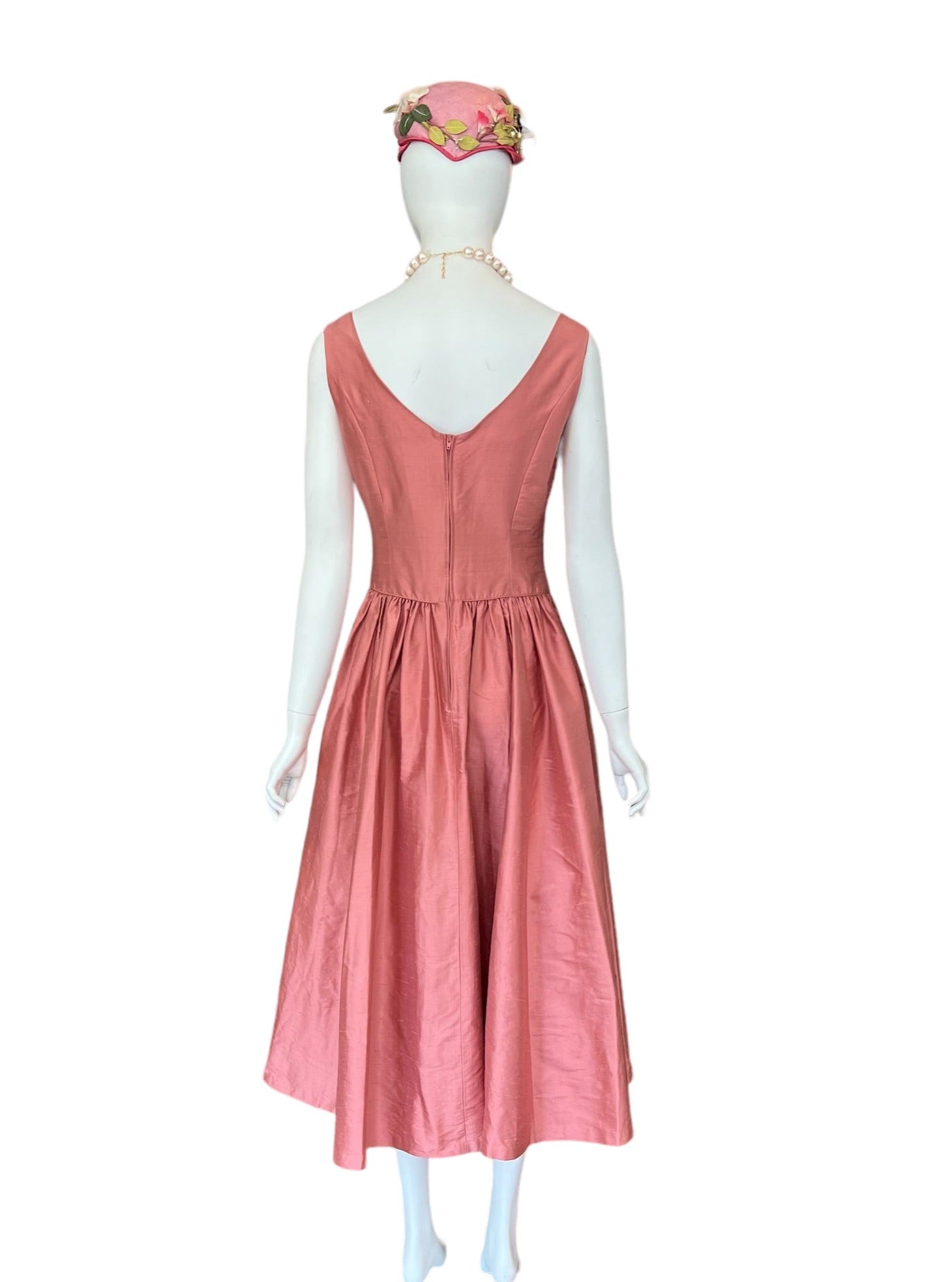 VINTAGE LAURA ASHLEY PARTY DRESS IN DUSTY ROSE FOR WOMEN 100% RAW SILK