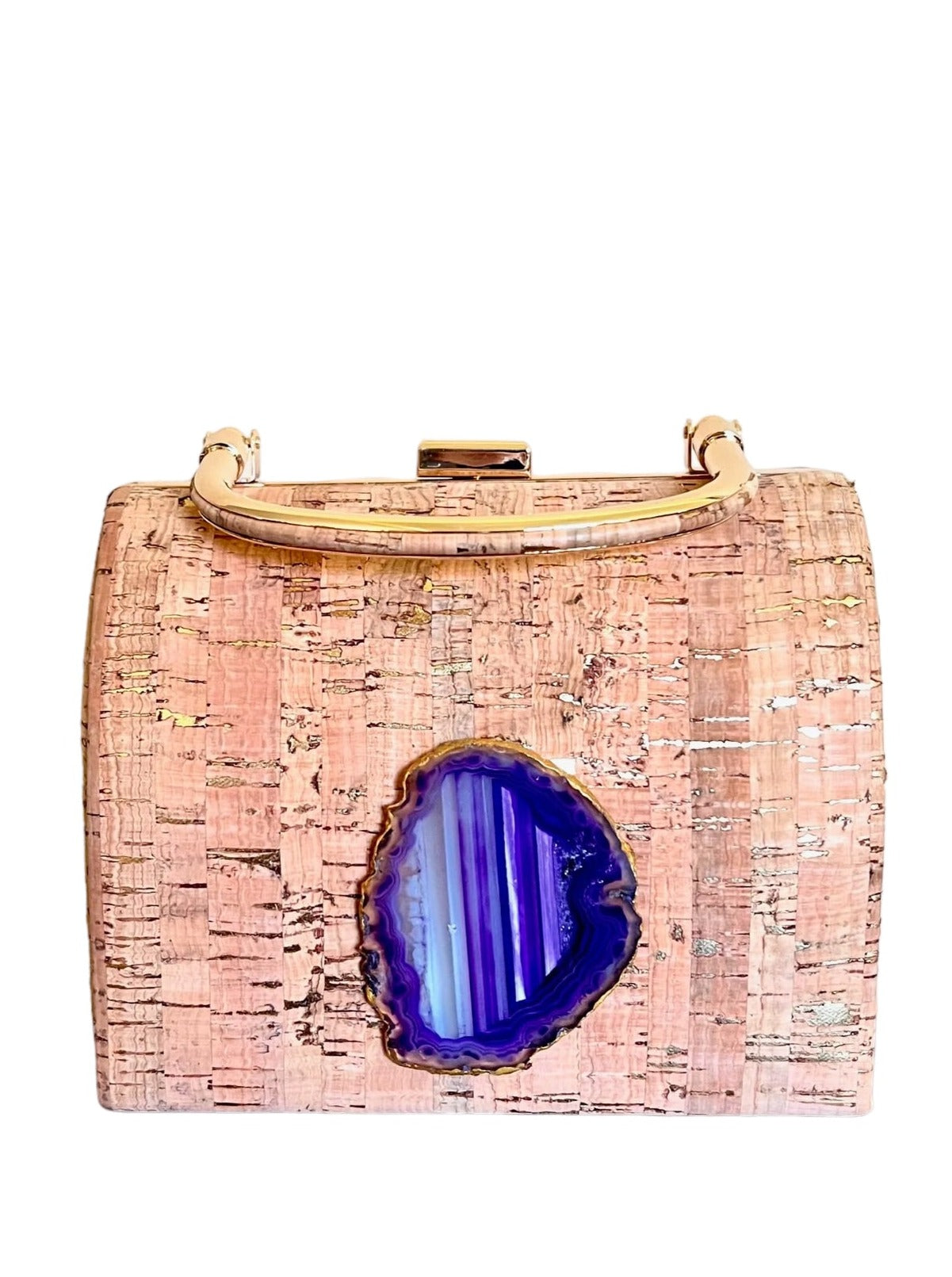 Cork and agate stone handmade one of a kind kg designs handbag