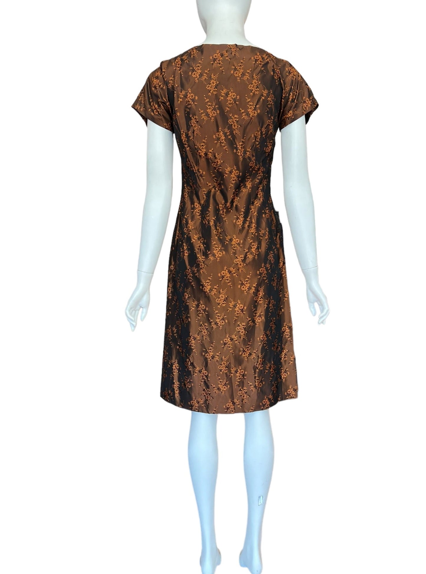 Rust colored bronze irridescent 50's dress handmade one of a kind vintage cocktail style