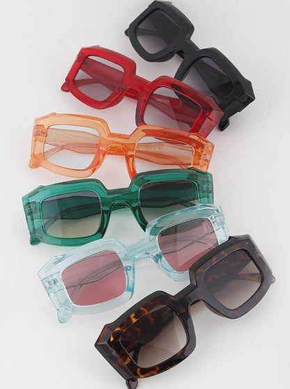 Classic Funky Square Glasses with Colored Lenses