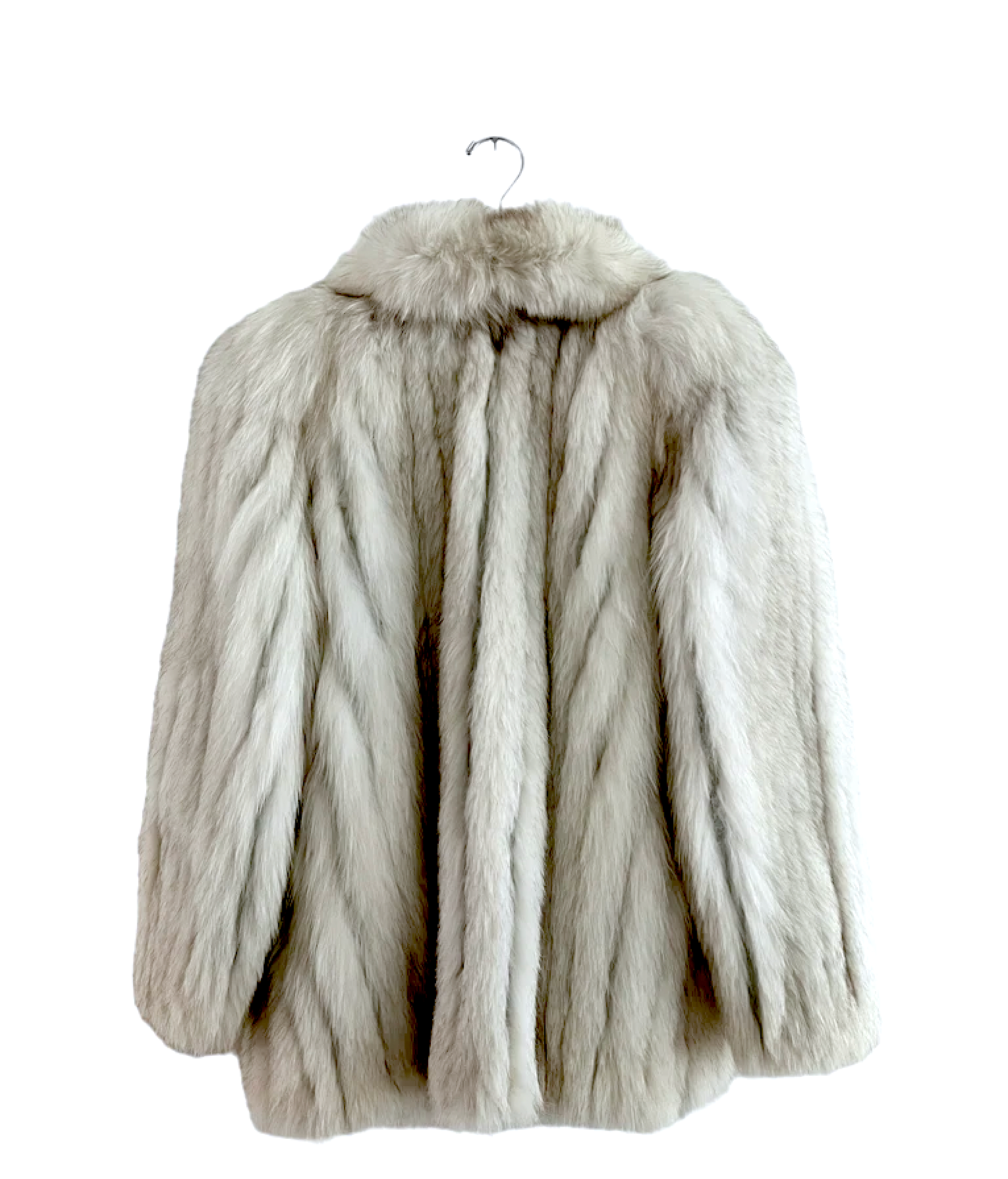 white fox fur jacket with shawl collar