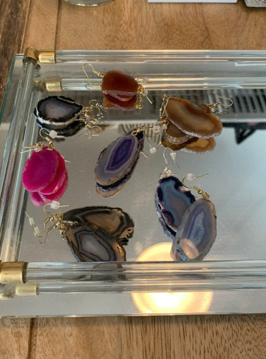 KG Designs Agate Stone Earrings