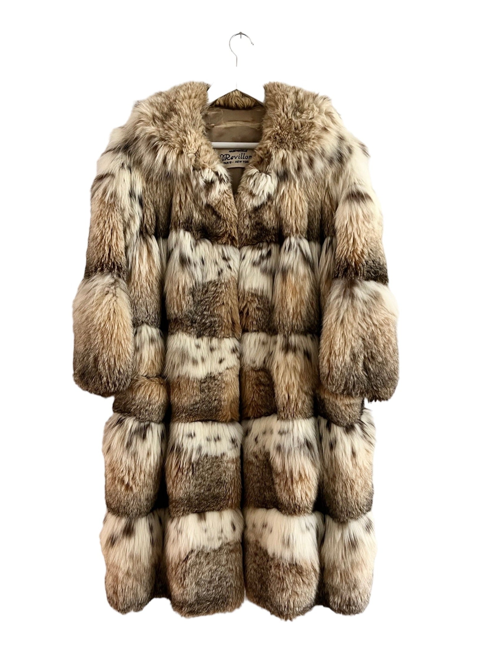 LYNX TIERED MID-LENGTH COAT WITH HORIZONTAL  FURR LAYERS